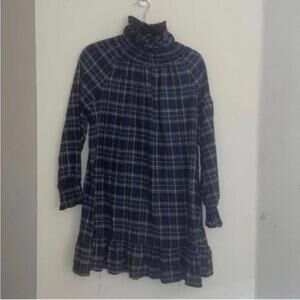 Carole Christian Blue and Green Plaid Peasant Cottagecore Long Sleeve dress
